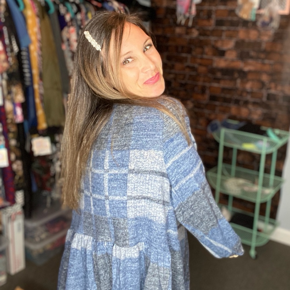 Nannette Blue and White Striped Sweater LULAROE